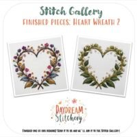 Heart Wreath 2: Hand embroidery pattern features a heart-shaped floral artwork inspired by love.